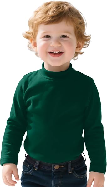 Toddler Boy Turtleneck T-Shirt Baby Boys Thermal Long Sleeve Shirt Cotton Tee Tops Size 18M-5T