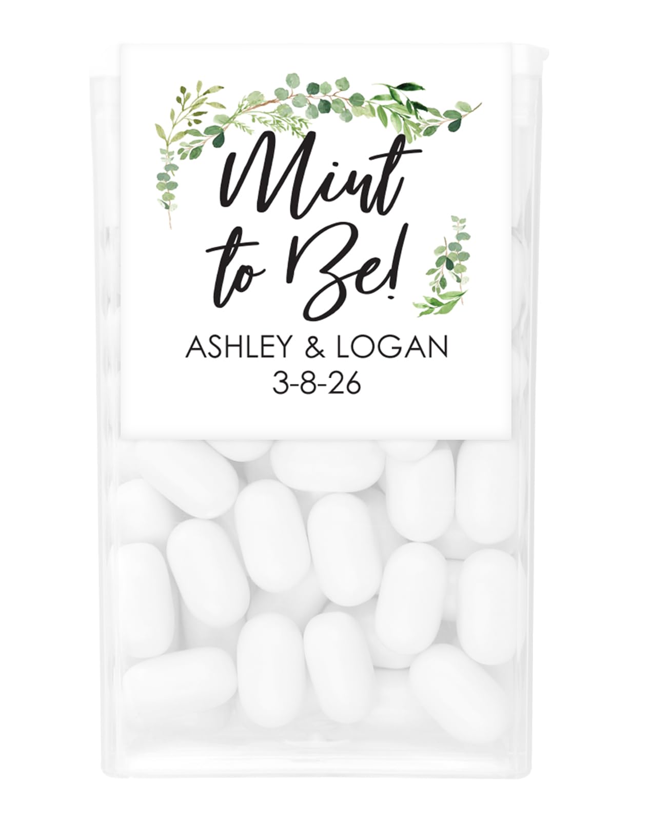 Wedding Favors Tic Tac LABELS Mint To Be, Bridal Shower Favor, Engagement Party Favor, Greenery Leaf - Set of 24 Labels