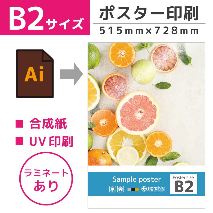 Amazon.co.jp: オリジナル ポスター 印刷 B2サイズ 合成紙 ラミネート