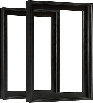 FOLKOR Floating Frame for 8x10 Inch Canvas Painting with 0.6-0.8" Deep, 2 Pack Canvas Floater Frame Living Room Decor, Wall Art frame for Prints Oil Painting Diamond Bedroom Decorations Black