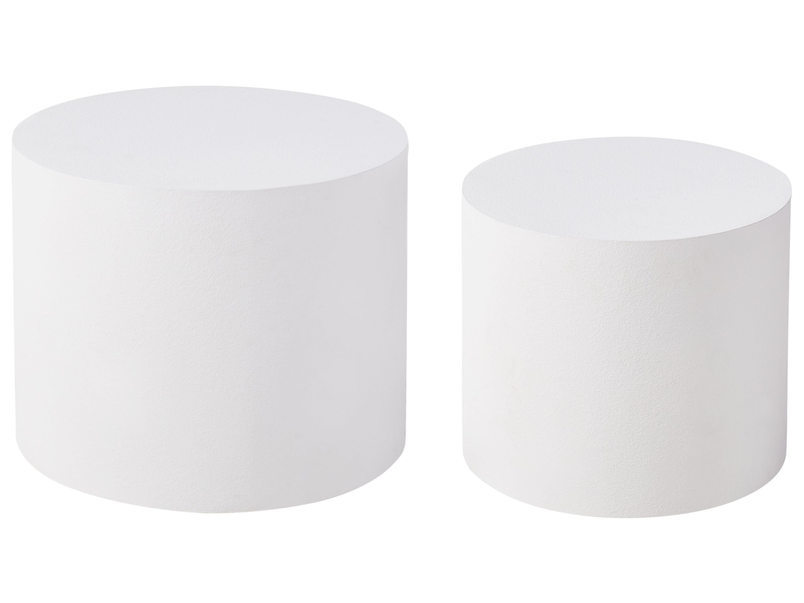 Beliani Couchtisch 2er Set Rund Japandi Stil aus MDF Weiß Manti