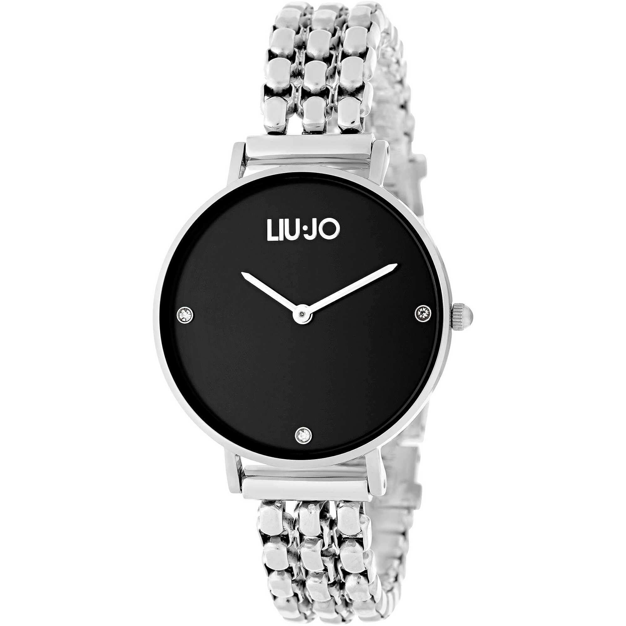 LiuJo TLJ1386 Montre pour Femme en Acier Inoxydable Argenté/Noir Étanchéité : 3 Bar Diamètre : 32 mm