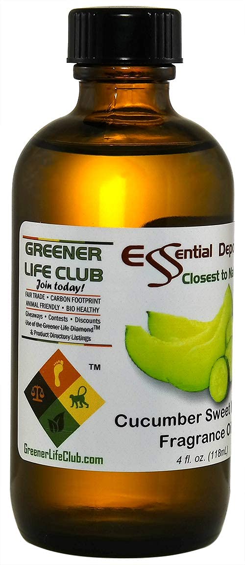 Cucumber Sweet Melon Fragrance Oil - 4 oz - Supplied in 4 oz. Amber Glass Bottle with Black Phenolic Cone Lined and Safety Sealed Cap