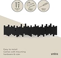 Vista 6 de Umbra Sticks Wall-Mounted Coat Rack Rail Hook with 8 Retractable Pegs – Modern, Space-Saving Storage Organizer, Black