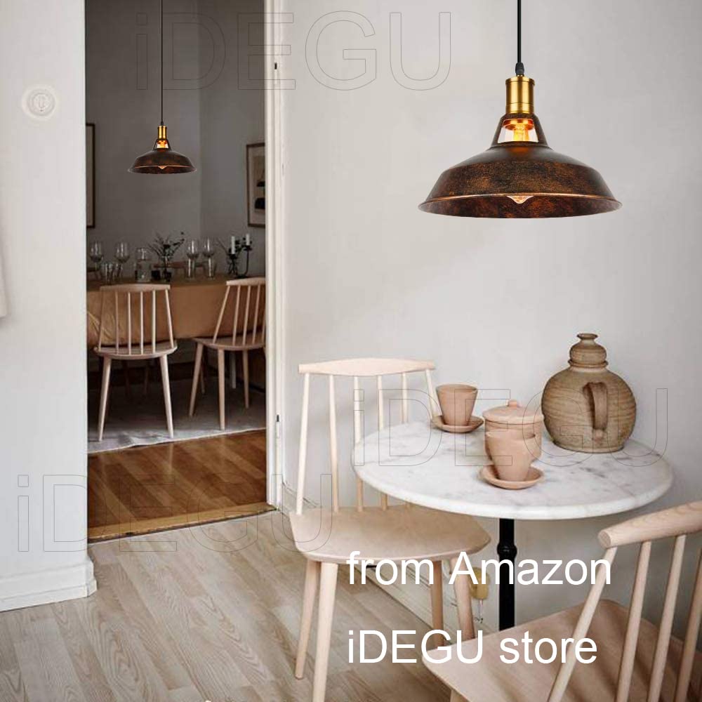 iDEGU Lámparas Colgantes Vintage 2 Piezas Lámpara de Techo Industrial E27 27cm Óxido