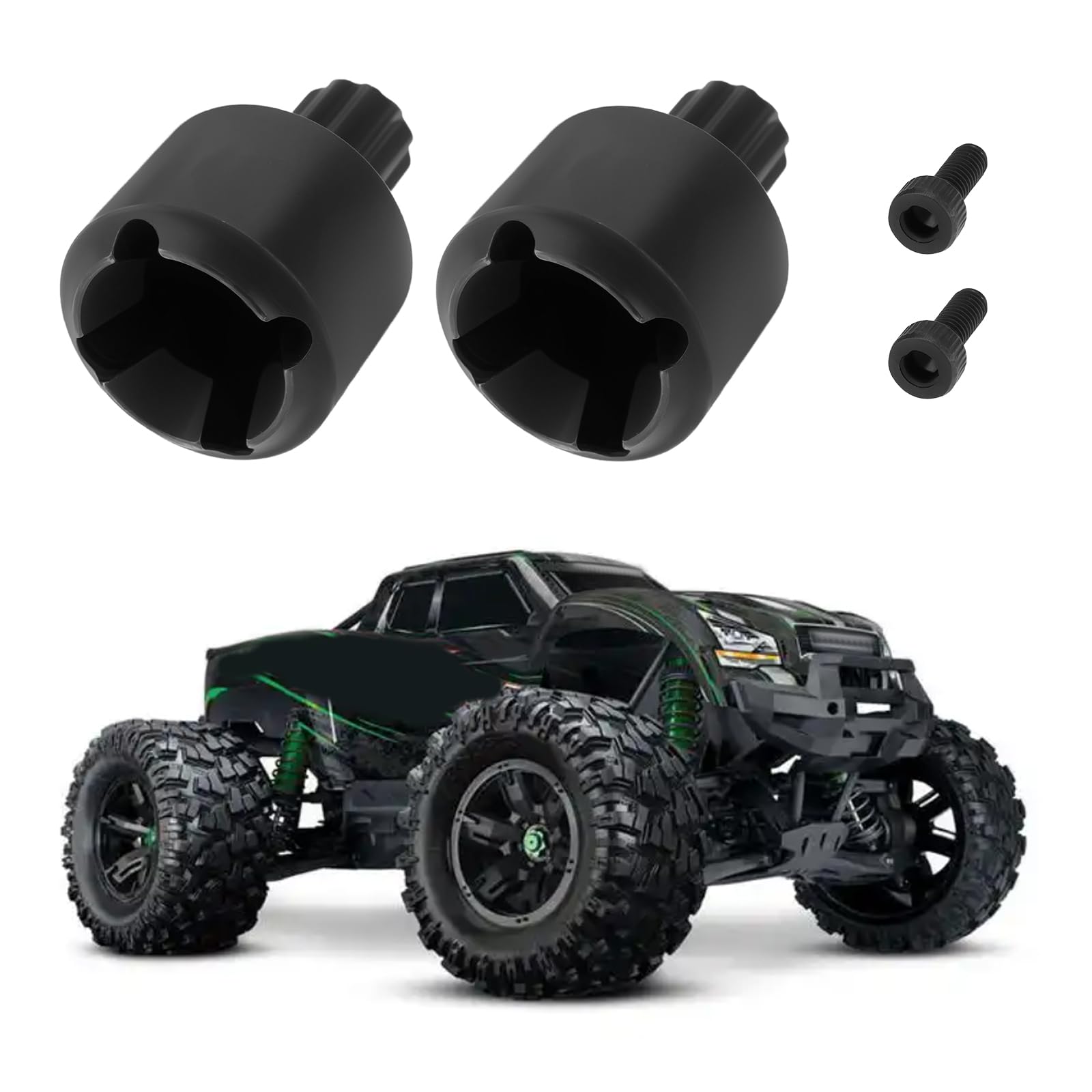 OTOTEC 2Pcs Steel Heavy Duty Drive Cup Differential Drive Cups Compatible with TRX X-MAXX 1/5 8S 7754X RC Truck Upgrade Parts Black - Image 2