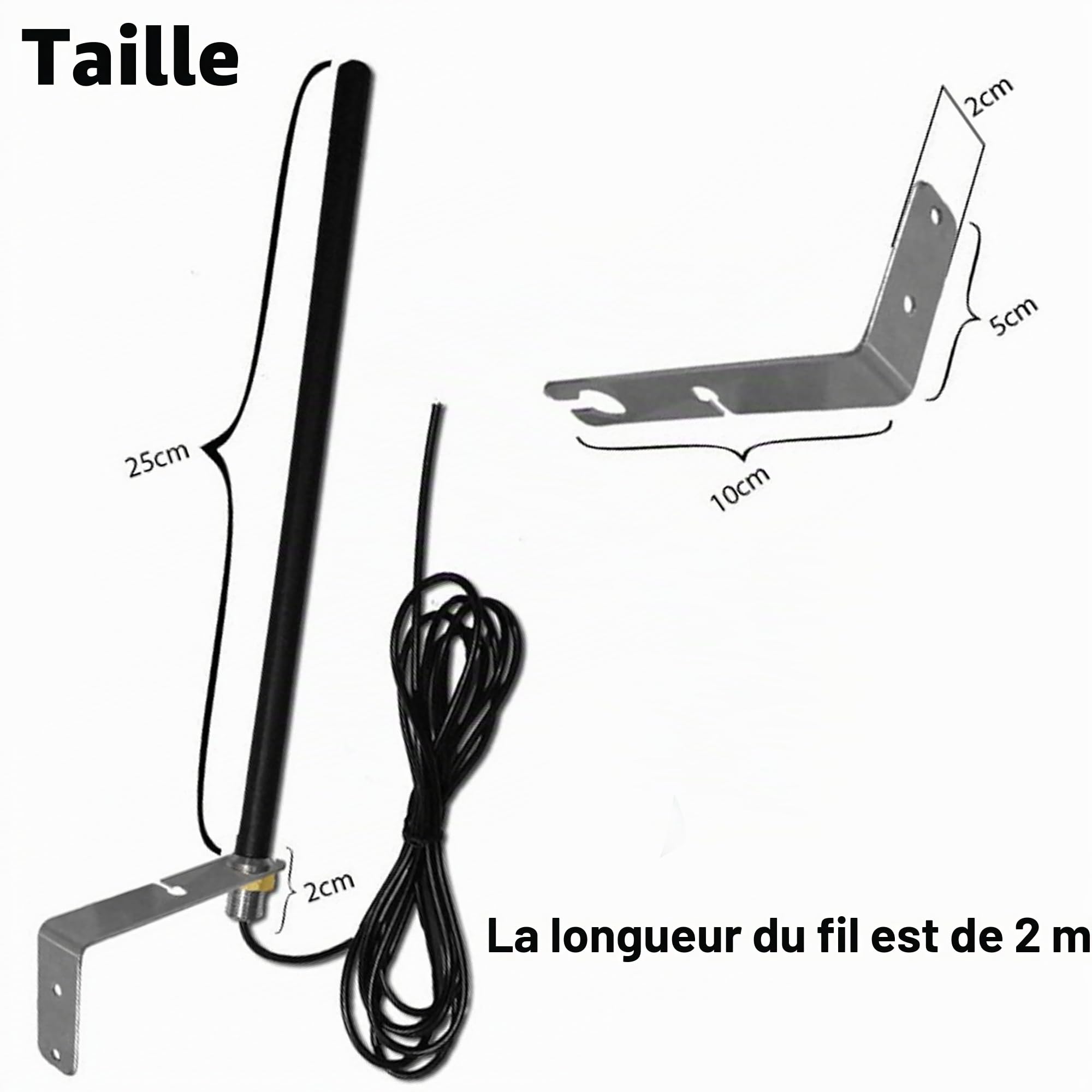 Antenne Universelle 433,92 MHz pour Portail Automatique Récepteurs et Automatisme de Porte Garage avec Support et Câble D'extension