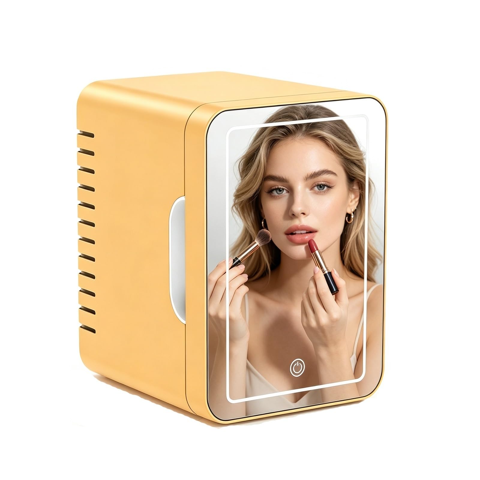 LED Mirror Skincare Mini Fridge Portable Cosmetic Storage for Bedroom Car