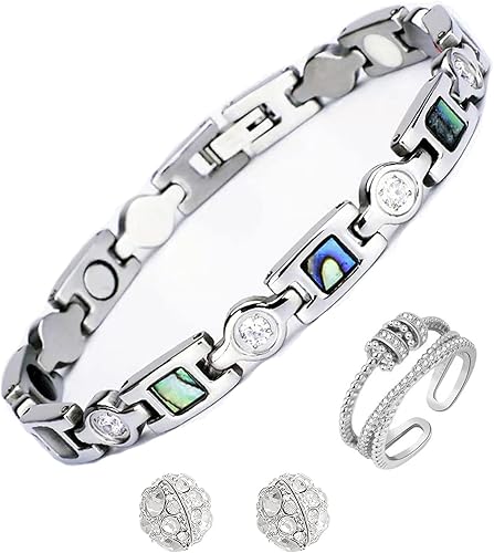 Juego de aretes y aretes magnéticos para mujer, pulsera magnética de desintoxicación linfática, aretes de acupresión, anillo para aliviar la ansiedad