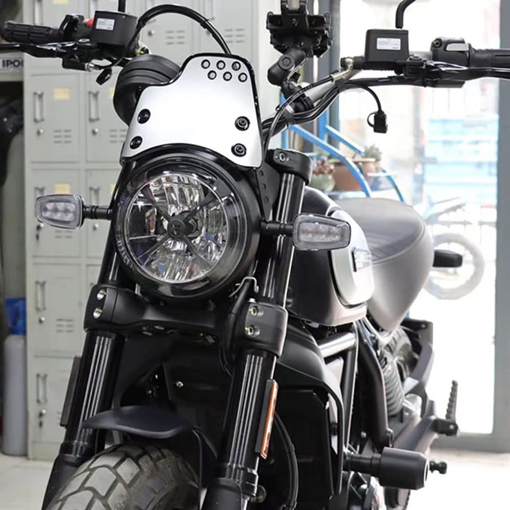 DUBDOG Parabrisas de Motocicleta, Parabrisas de Motocicleta, Parabrisas de Motocicleta Protección contra el Viento Protección Flyscreen Compatible con Scrambler 2015-2021 (Color : Silver)(Silver)
