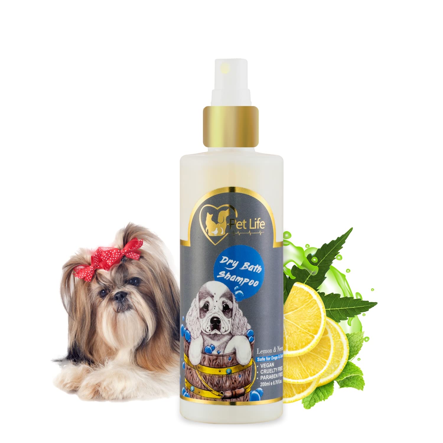 Petlife Organic Dry Bath Shampoo For Shih Tzu Dog & Puppy|Dry Waterless Spray Dog Shampoo For A Cleaner, Smoother & Shinier Coat-Made With Natural Ingredients For All Dog Breed-200 Milliliter (B0B622BZHJ) Amazon Price History, Amazon Price Tracker