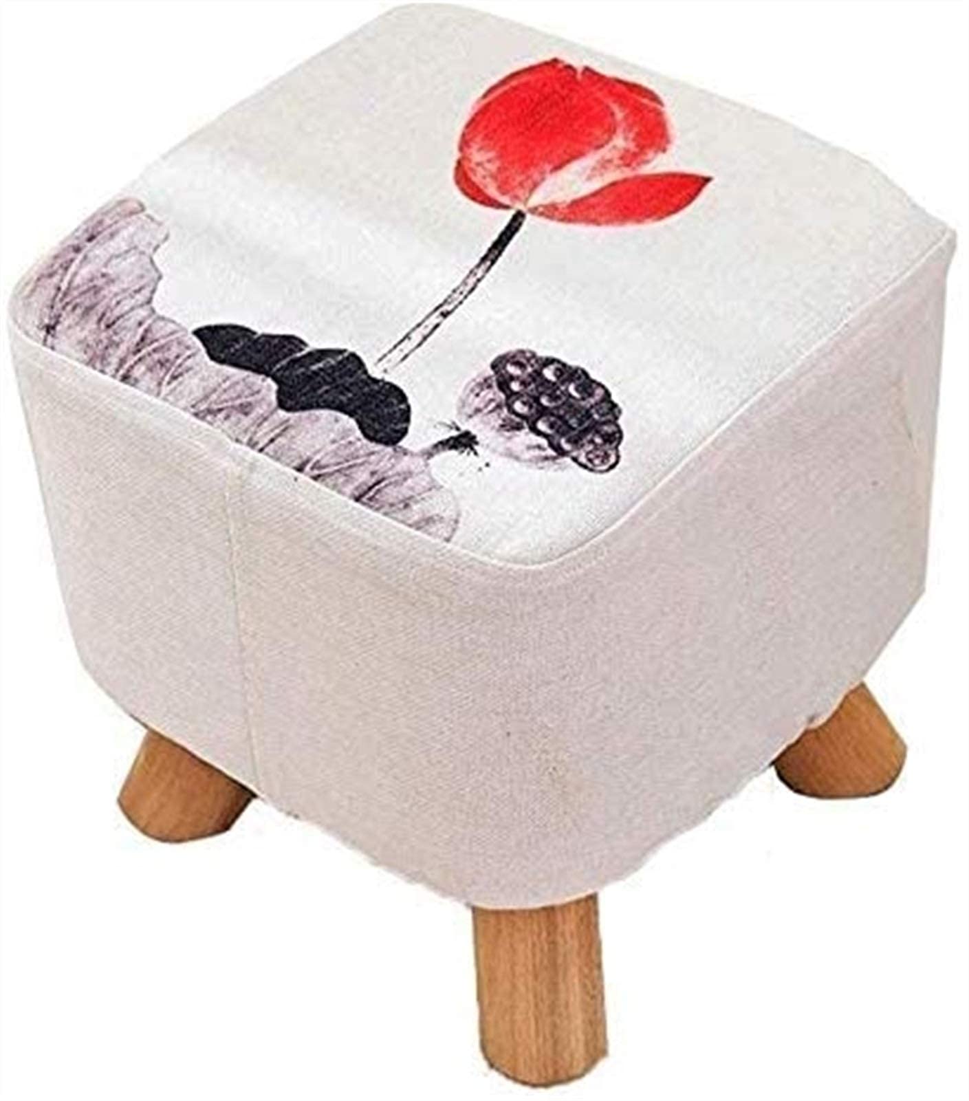 Tabouret bas carré pour salon : petit banc en bois et repose-pieds