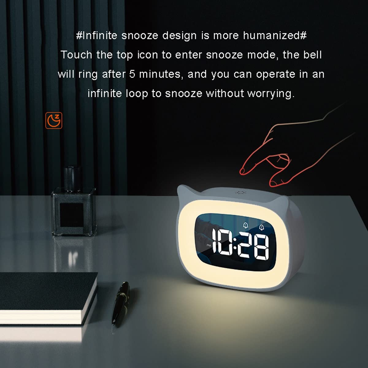 Despertador, Reloj Despertador Digital LED, Brillo Ajustable, Carga USB(White)