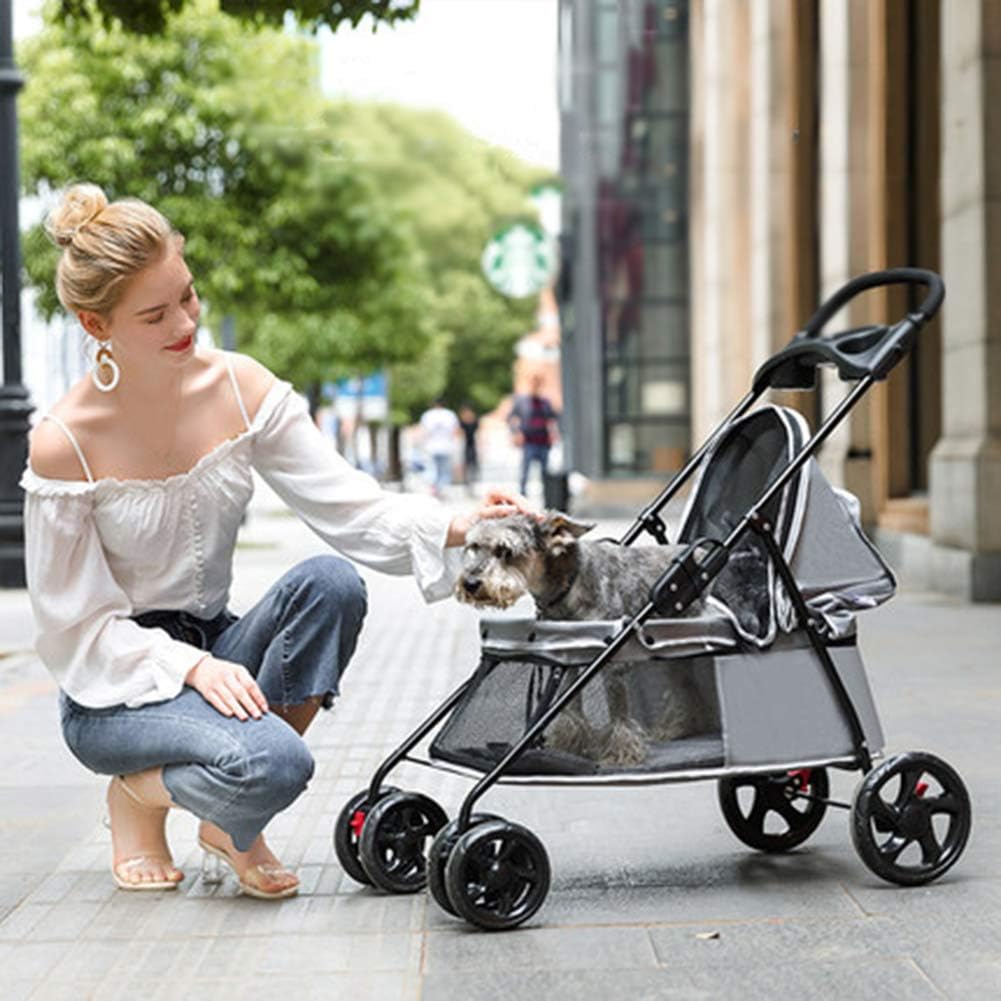 Large Field of Vision Pet Stroller Suitable for Travel for Cats/Dogs Ceiling Detachable Pet Travel Stroller Red (Purple)