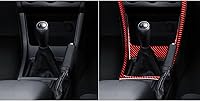 Vista 4 de 2 piezas de calcomanías suaves de fibra de carbono roja para interior del automóvil, consola central, panel de cambio de marchas, caja de puerto