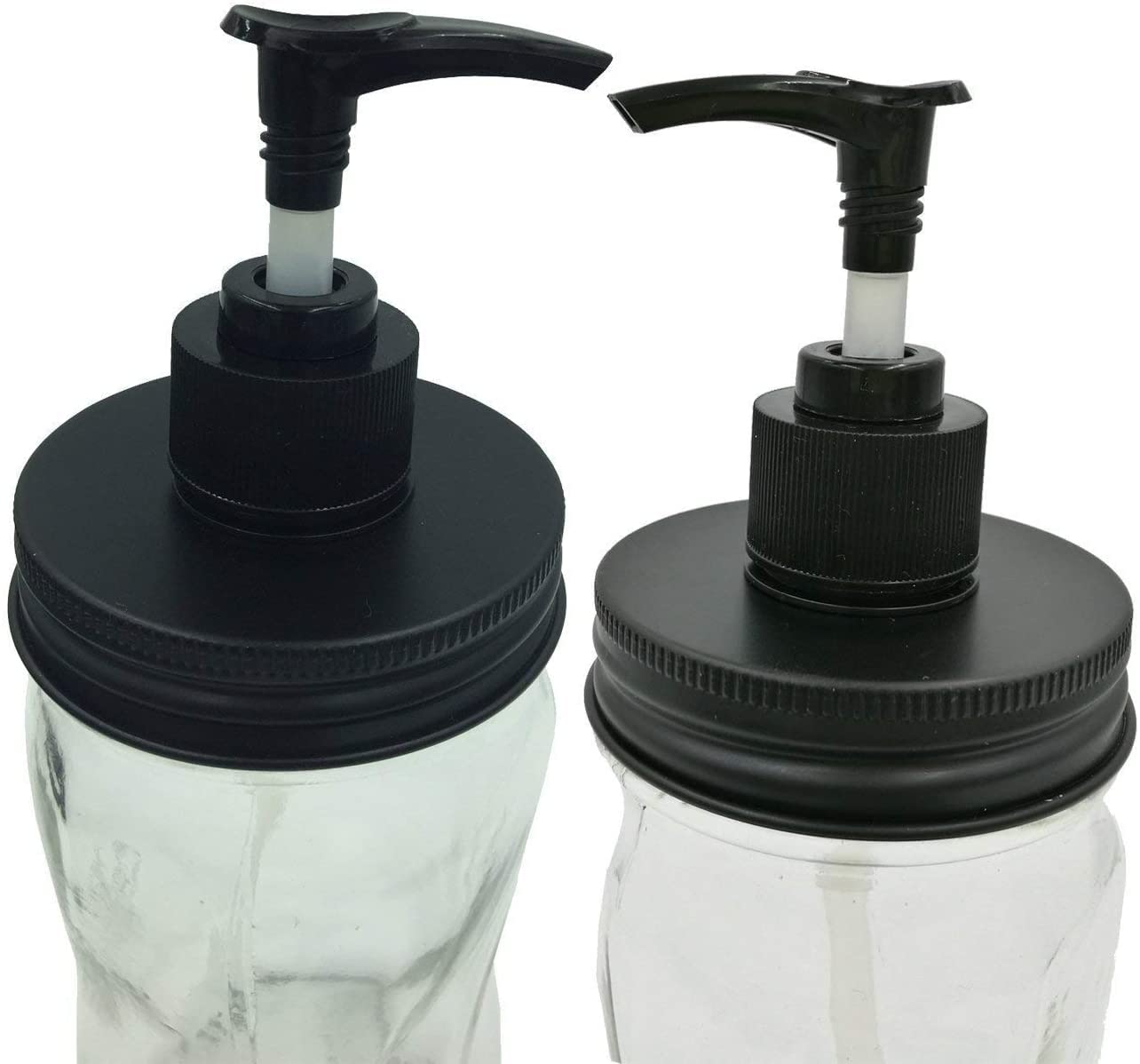 THINKCHANCES Rust Resistant Leakage Proof Matt Black Soap Dispenser Pump Lids Kit for Mason, Ball Jars (2 Pack, Regular Mouth)