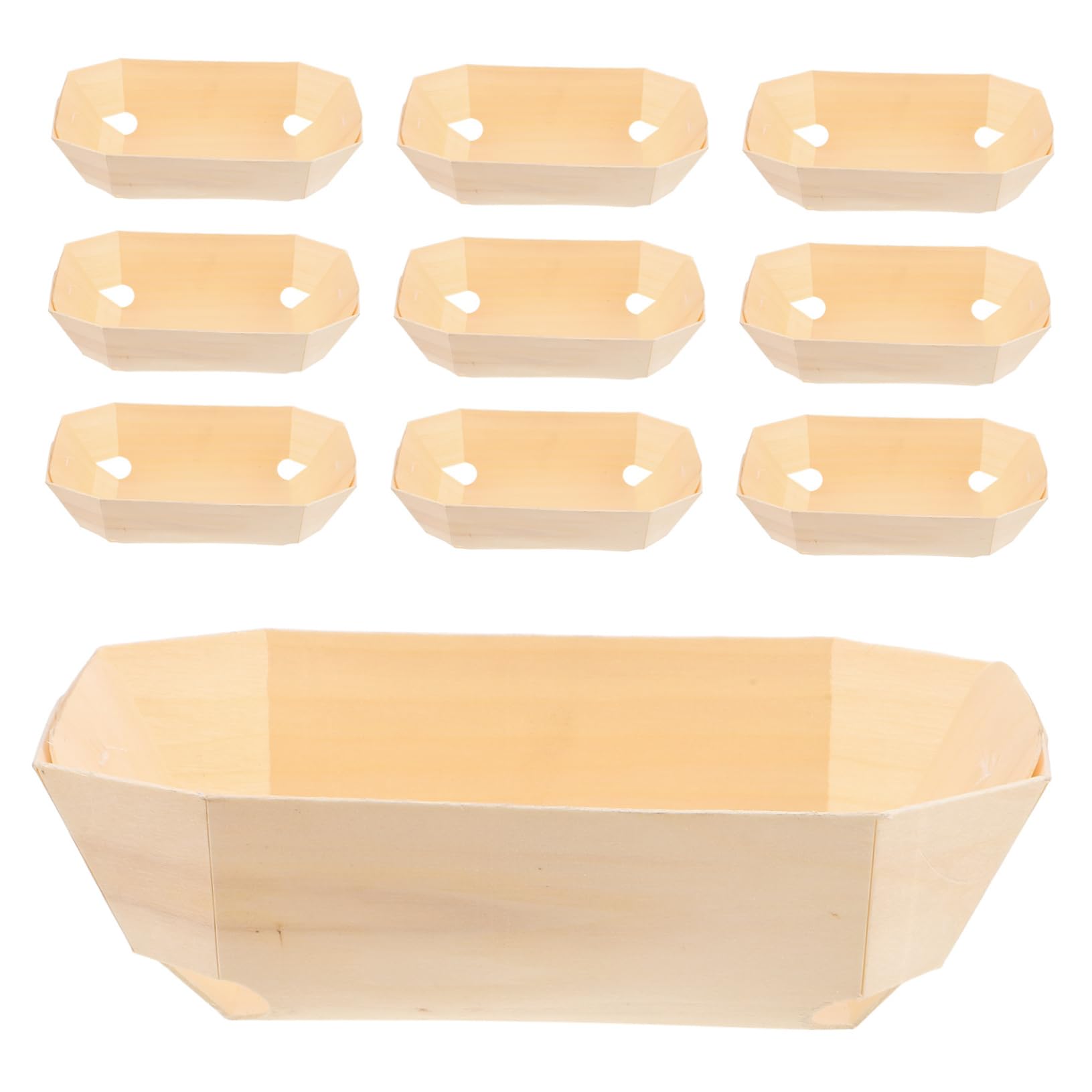 CIYODO 10Pcs Wooden Sushi Tray Natural Wood Sushi Takeaway Box and Cake Transport Boxes for Sushi Cake Bread and More for Outdoor Food Packing and Picnics