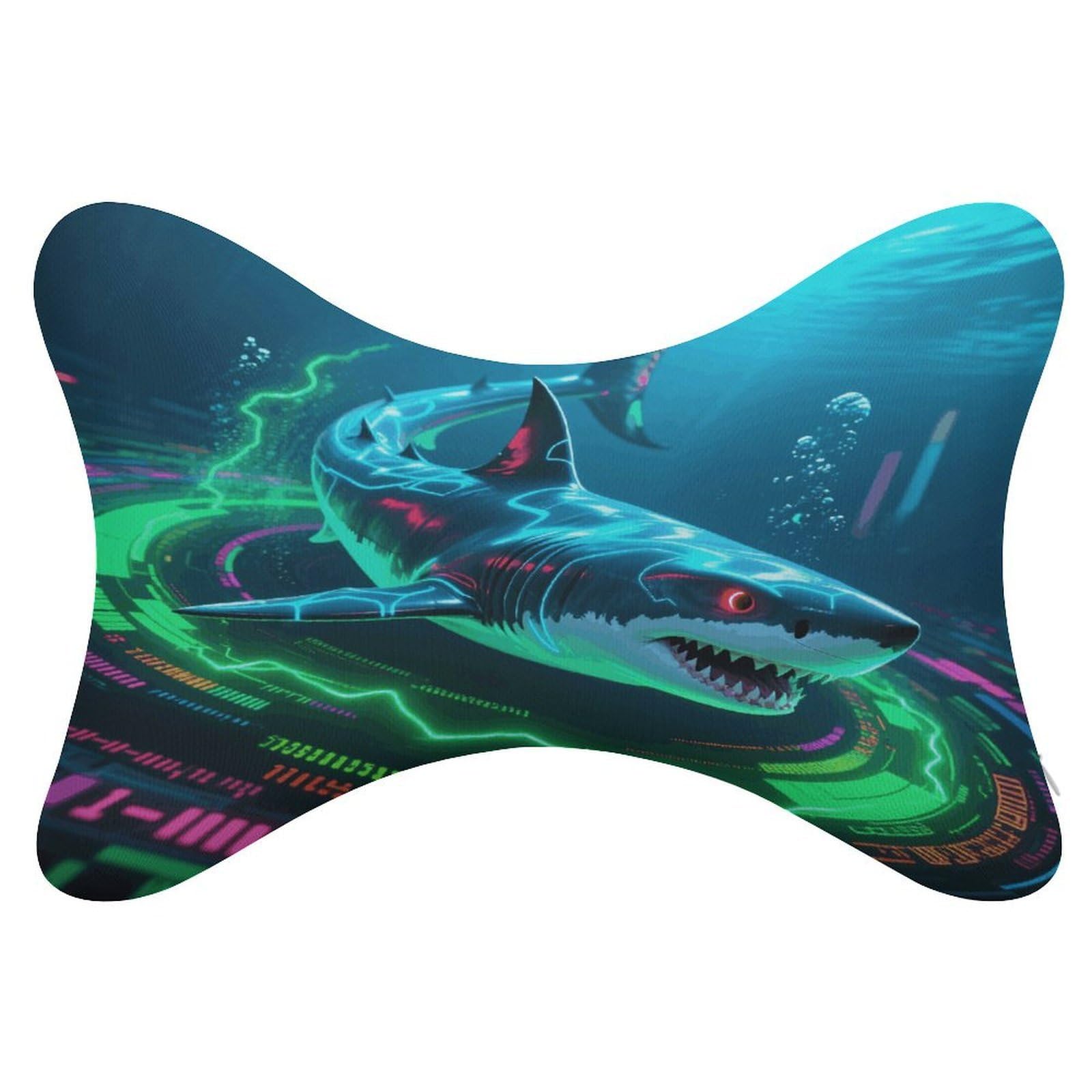 VstaDank Shark Car Pillow Soft Car Neck Pillow Breathable Dog Bone Shaped Travel Neck Pillows Washable Removable All-Season Universal Cars Head Rest Pillows