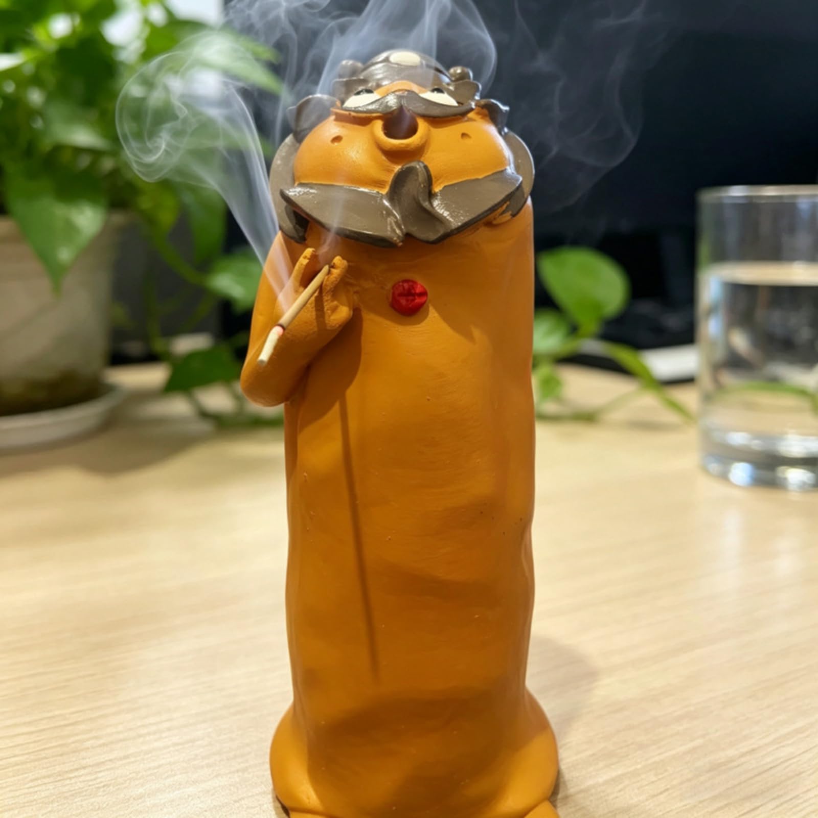 Figurina in resina con poggia-bastone da tavolo da tè, A