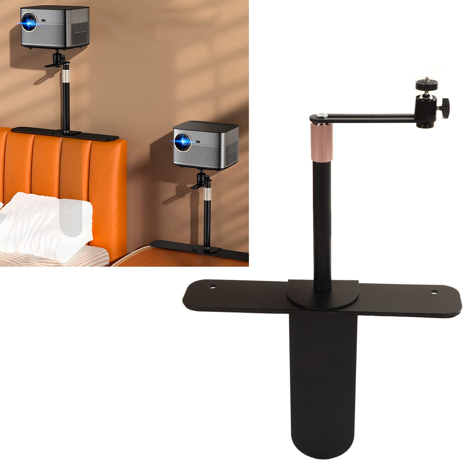 Soporte para Proyector, Altura Ajustable, Portátil, Potente, para Cama, sofá, Soporte para Proyector, Rotación Libre de 360 ​​Grados, Montaje en Grietas de 0,05 M para Oficina en Casa (Negro)