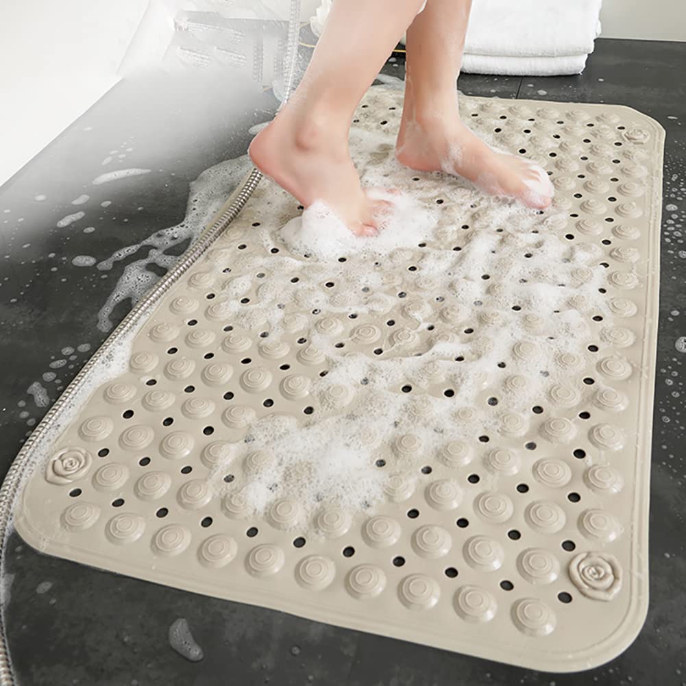 Tappetino da bagno extra largo antiscivolo, morbido, 60 x 90 cm, in PVC, con forti ventose, antibatterico, per vasca da bagno, servizi igienici, hotel (verde)