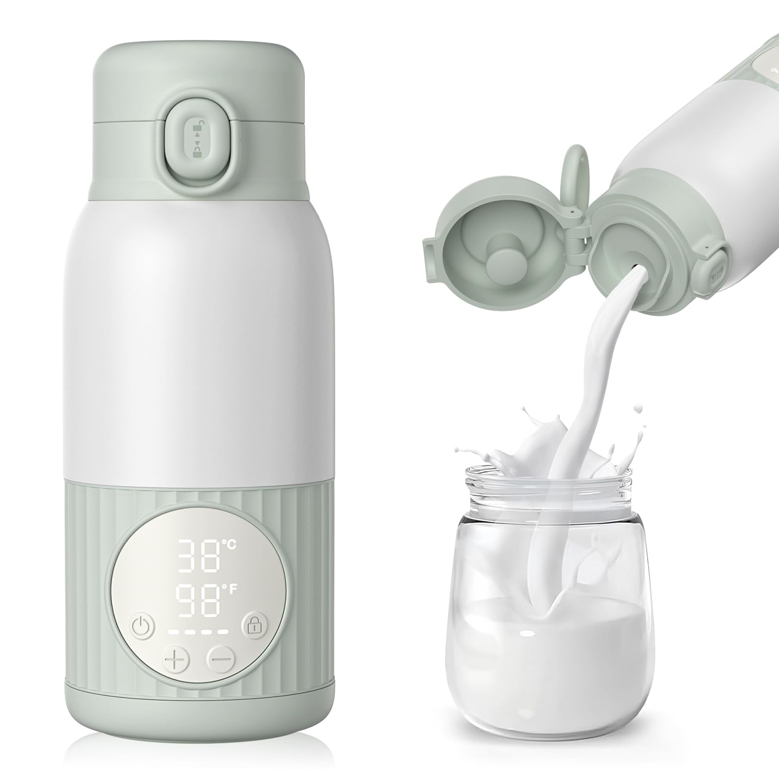 UKEXE Baby Tragbare Flaschenwärmer für unterwegs für Muttermilch, Formel oder Wasser 13oz große Kapazität, 100W Leistung schnelle Erwärmung & präzise Temperaturkontrolle Milchwärmer für Reisen (Weiß)