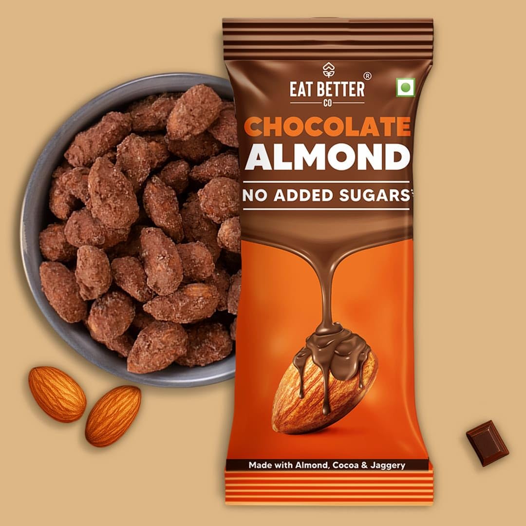 Eat Better Co Chocolate Coated Almond β No Added Sugar, Naturally Sweetened with Jaggery, Healthy Chocolate Snack (40 g)