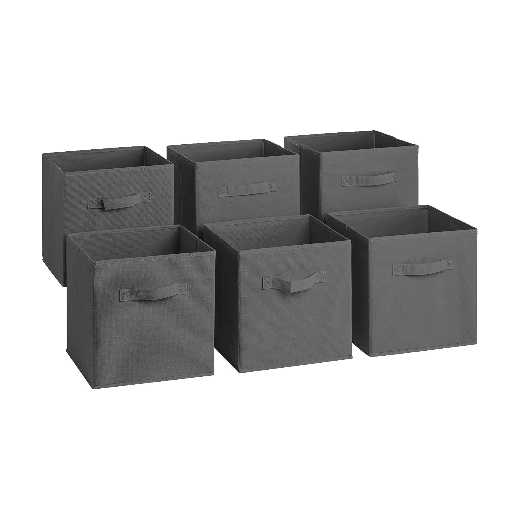 Storage Box Basket Bins Closet Bags Drawers Container Holder Organizer Shelf 6PCS (ONE SIZE, CSB-DK GREY)