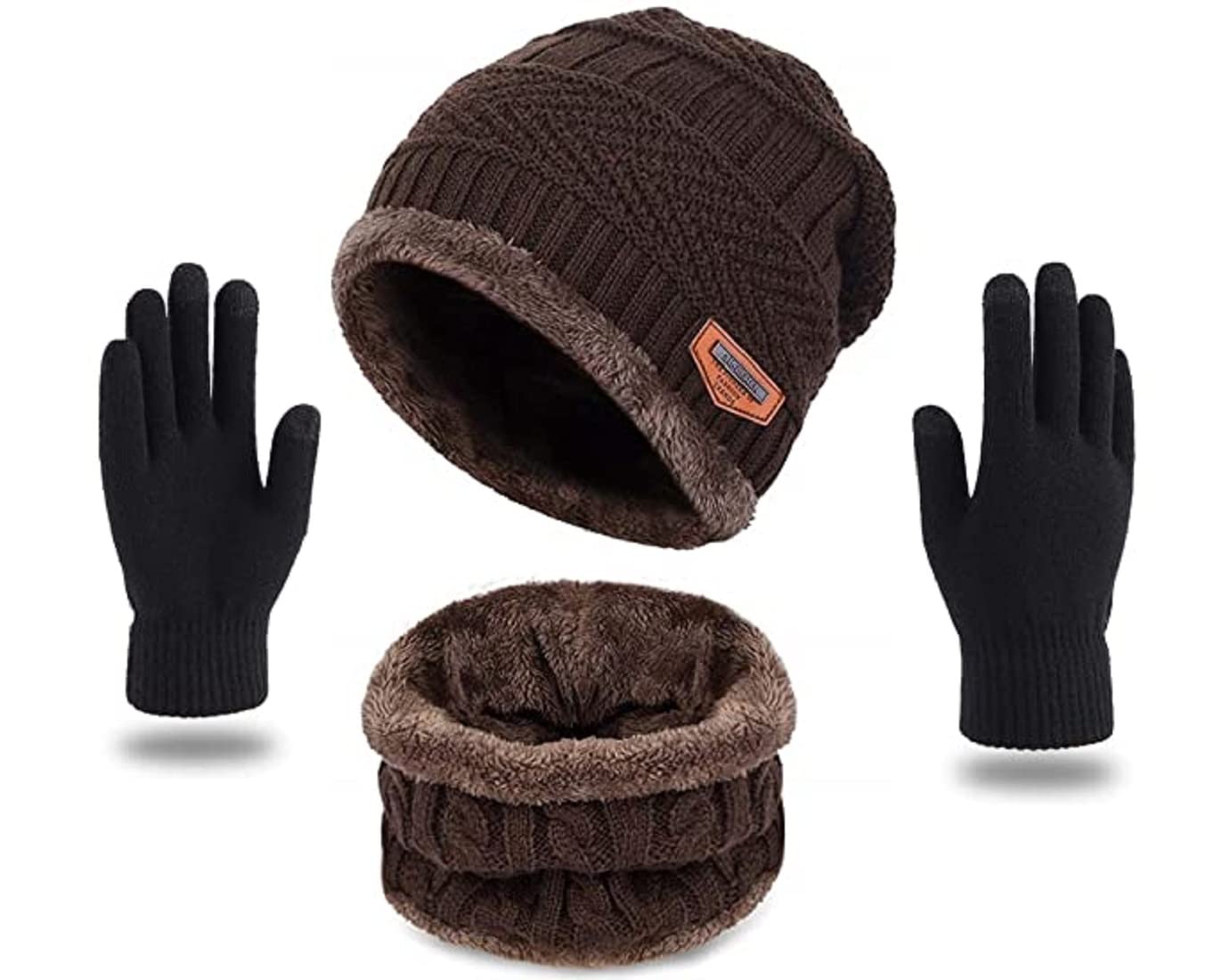 FY LANEFY Men's Woolen Cap with Neck Muffler/Neck warmer Set of 2 and woolen glove Free Size pack of 2