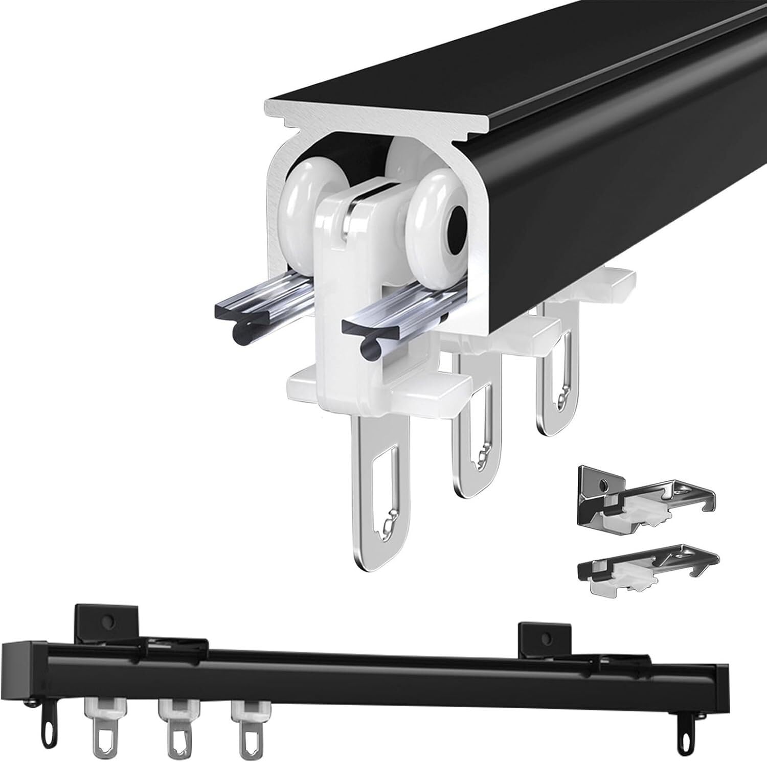 Aluminiowy system sufitowy k 280 cm (9,2 stopy) uchwyt ścienny i sufitowy do przegród pokojowych Regulowana długość 50400 cm Zawiera prowadnice Black Curt Rail System