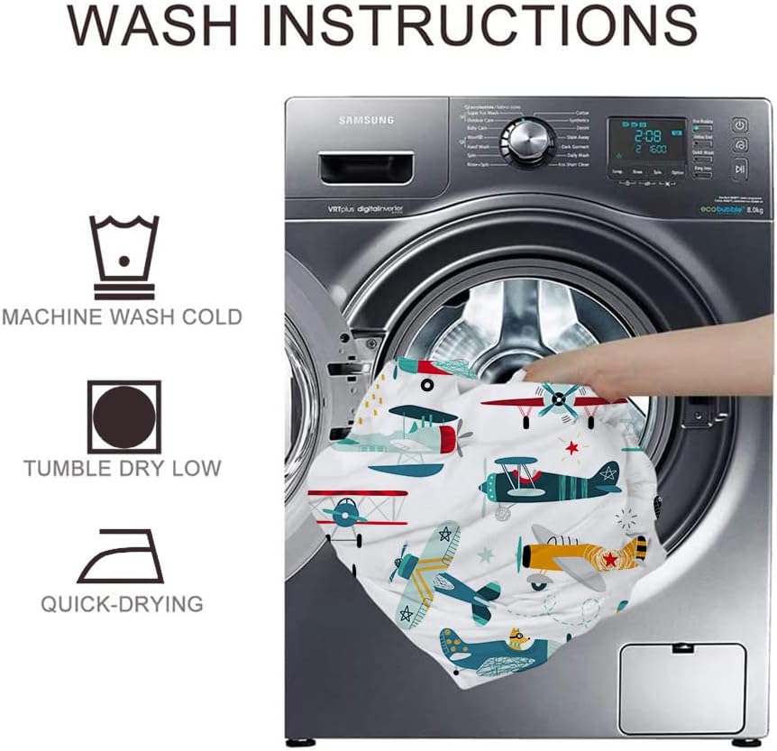 Miniatura 6 de Yasida Juego de sábanas de avión de dibujos animados, tamaño matrimonial para niños, adolescentes, coloridas caricaturas de hélice, sábanas bajeras