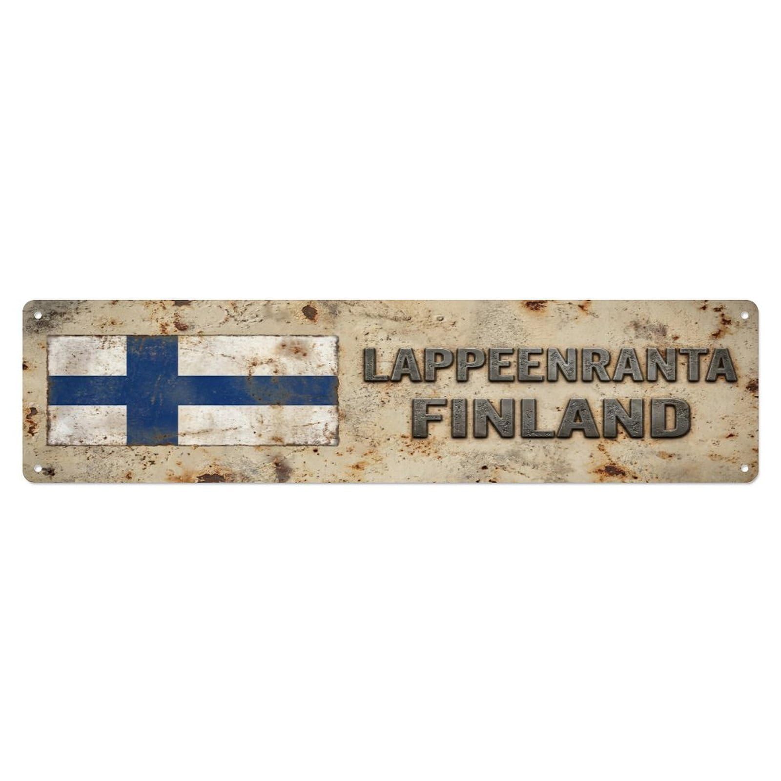 Metal Tin Sign Vintage Lappeenranta Finland Flag Decor Rustic Travel