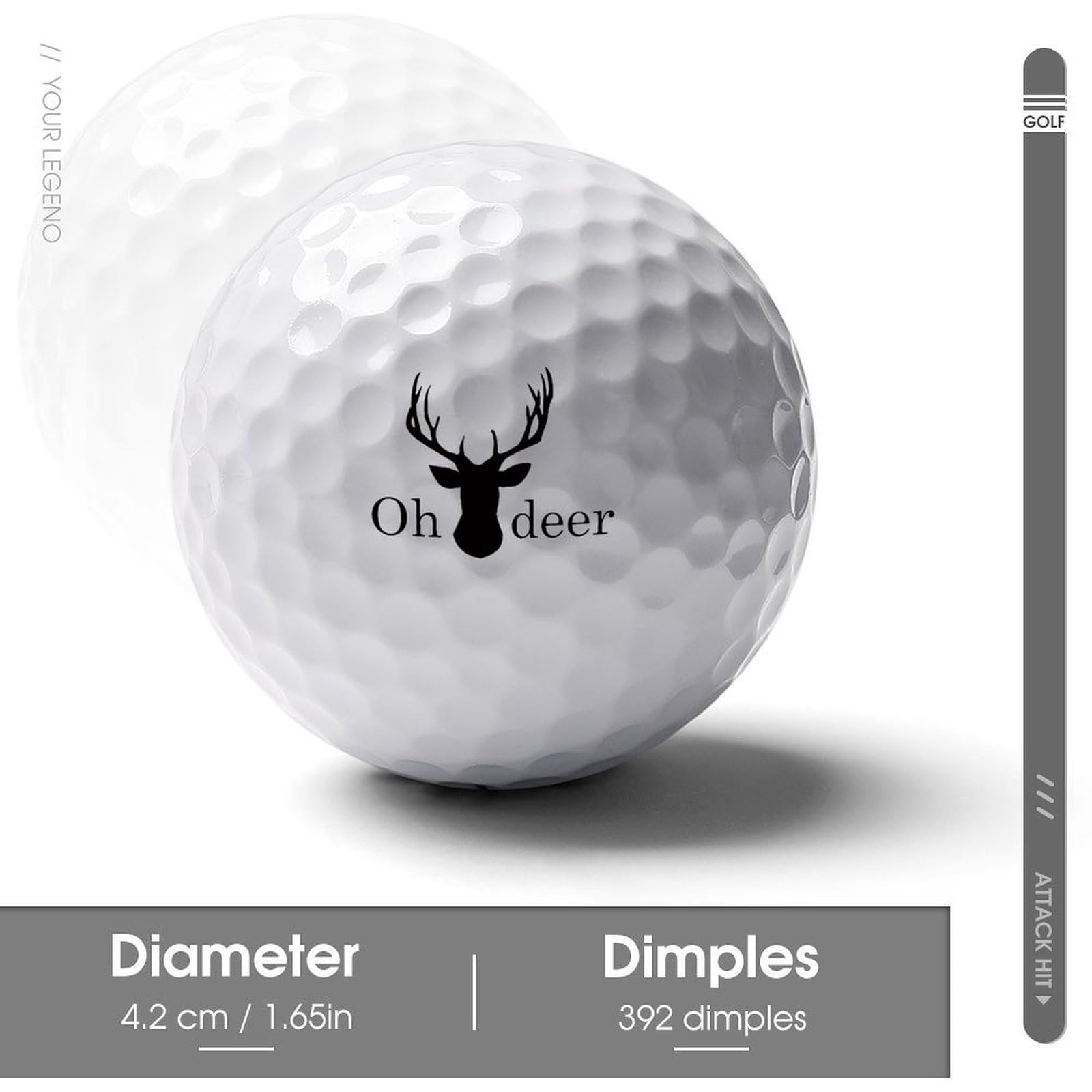 Oh Deer Logo Golf Balls Personalized Ball Custom for Men Women Boyfriend Husband