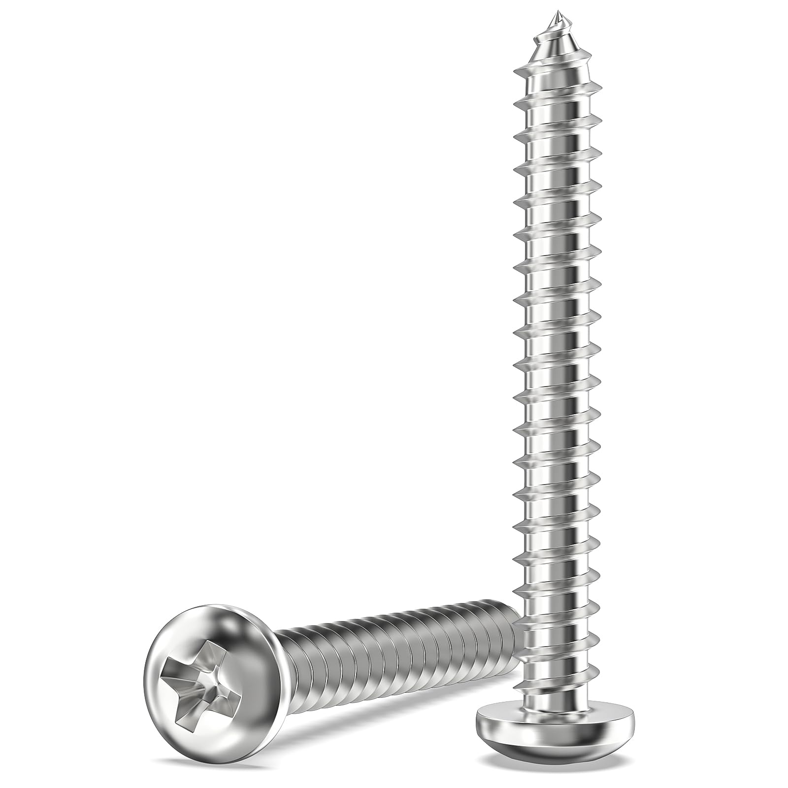 Boltmax 50 Stück M5 x 40mm Holzschrauben Edelstahl A2 V2A Blechschrauben Flachkopf Selbstschneidende Schrauben Kreuzschlitz Linsenkopfschrauben Vollgewinde für Blech & Holz