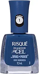 Esmalte Azul Risqué Diamond Gel Divas No Poder Look Fashionista Cremoso 9,5ml