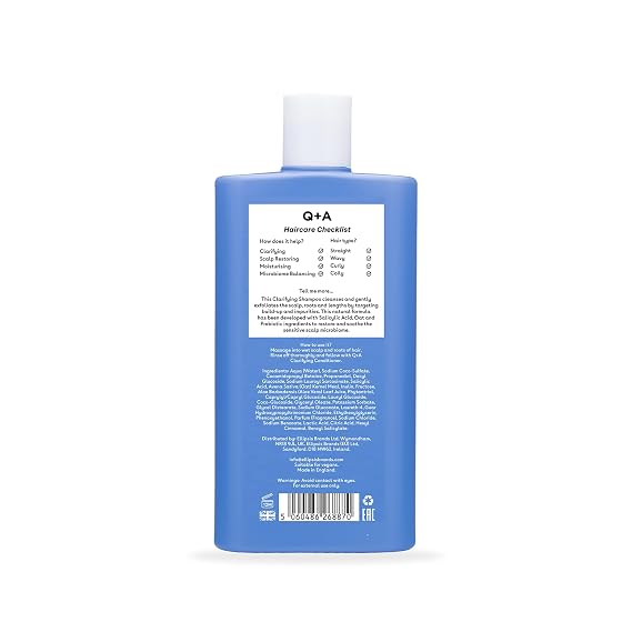 Q+A Clarifying Shampoo (250ml), Scalp-Refreshing, Build-Up Removing, Moisturizing and Microbiome-Balancing Hair Care, Salicylic Acid Shampoo, with Oatmeal and Prebiotics