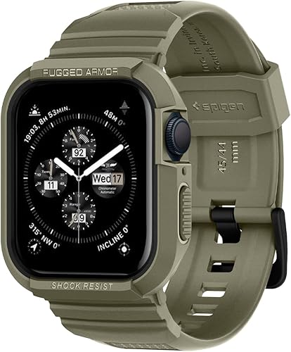 Spigen Rugged Armor Pro - Funda diseñada para Apple Watch con correa Series 98SE276SE54 de 1.77 pulgadas1.732 pulgadas, color caqui vintage