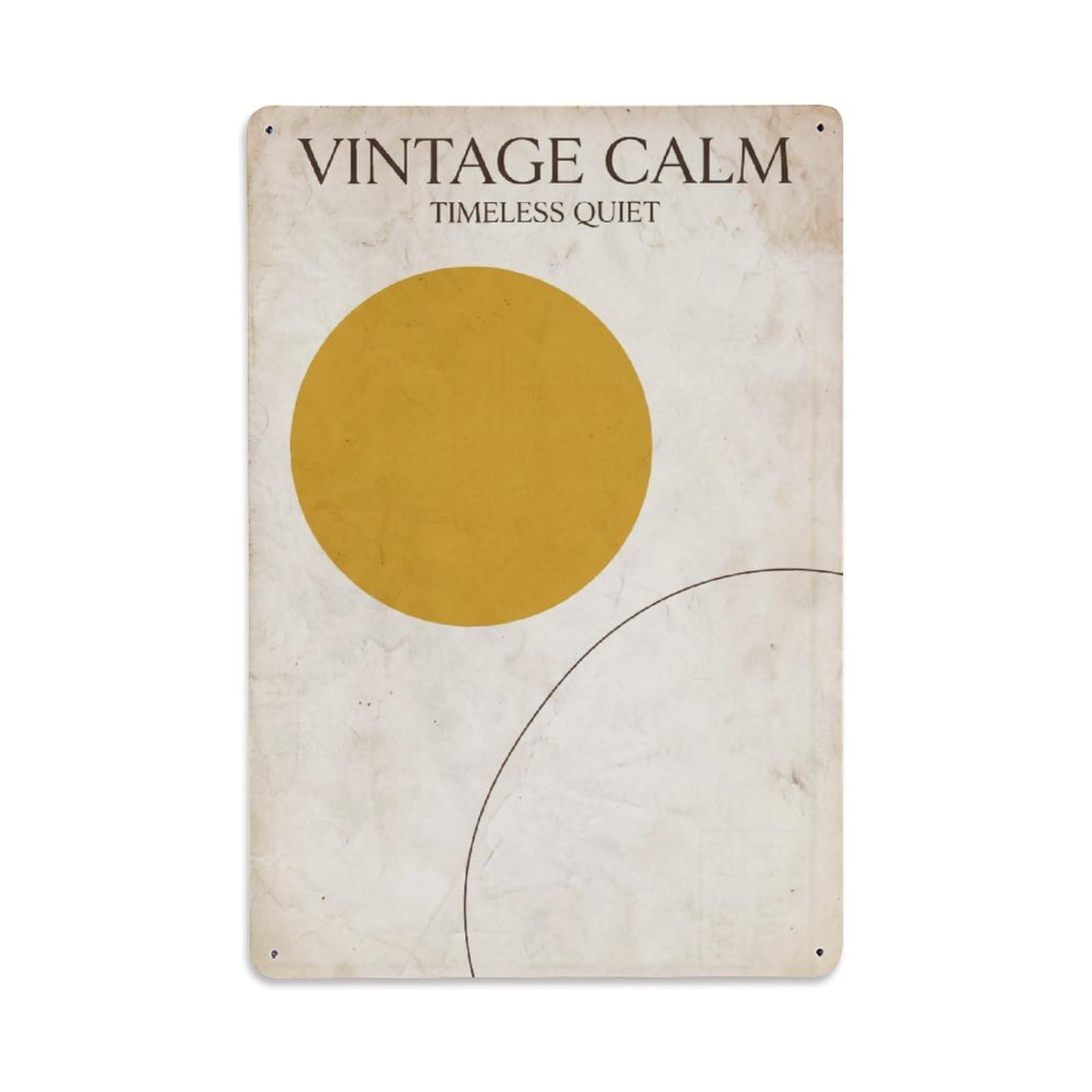 Golden Sun Quiet Calm Healing Meditation Vintage Zen Classic Metal Tin Sign Plaque Wall Decor for Cafe, Man Cave, Club Bar, Office, Home Garden Round Metal Poster 8x12Inch