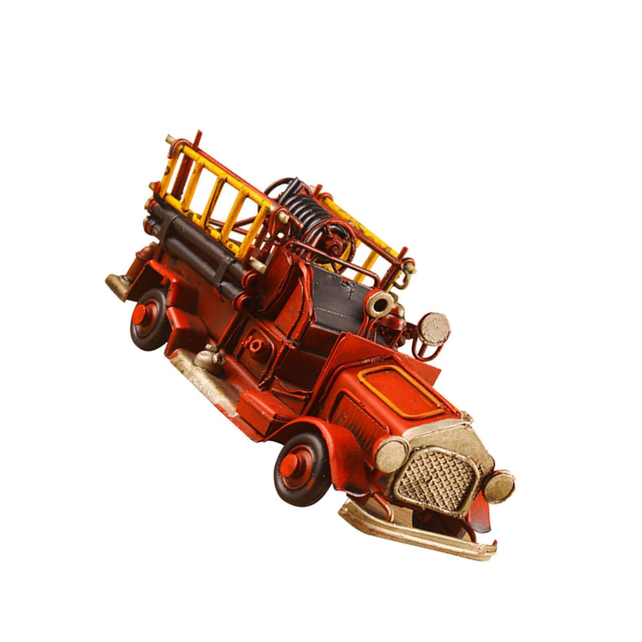 TOYANDONA Miniatur Feuerwehrauto Modell Schmiedeeisen Retro Metallhandwerk Heimdekoration Vintage Kunstvoll Gestaltetes Schreibtischaccessoire