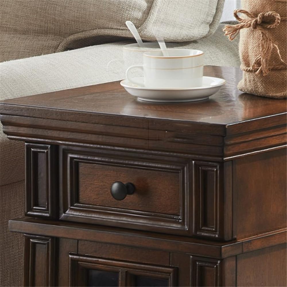 End Table Antique Style Side Table with Drawer Storage Included Solid Wood Sofa Side Accent Table for Small Spaces Nightstand Bedside Tables -Walnut 14 L x 18 W x 25 H ( little damage at the corner see the pictures )