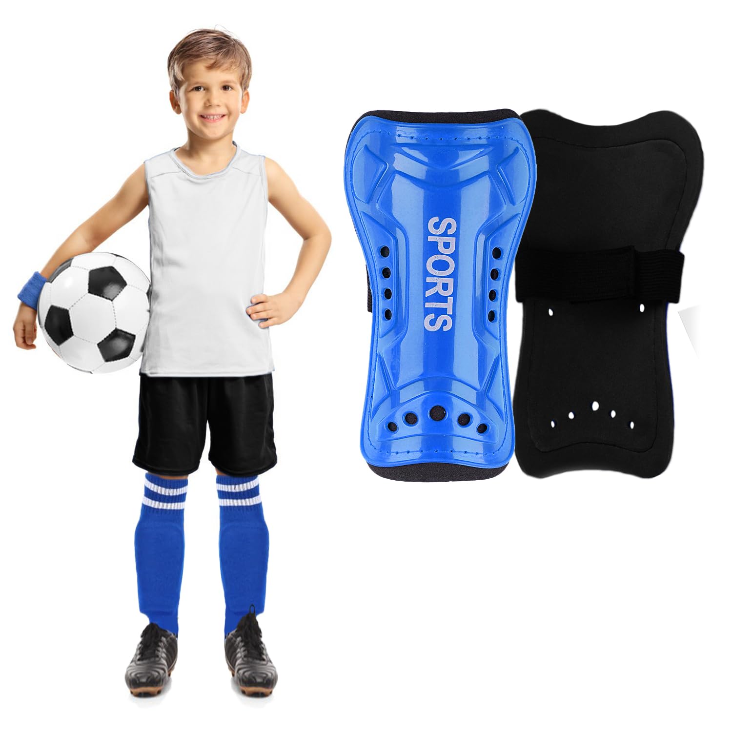 Youth Soccer Shin Guards for Kids Child Calf Protective Gear Soccer Equipment Soccer Shin Pads Calf Protection for 3-5,5-10,10-15 Years Old Boys Girls