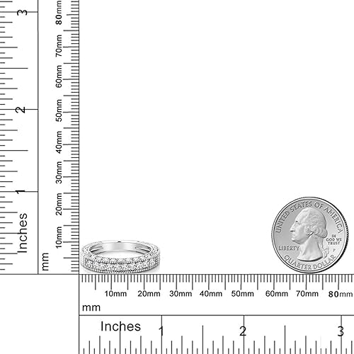 Miniatura 5 de Gem Stone King Anillo de plata de ley 925 con zafiro blanco creado Anillo de boda para mujer 1.00 qttw Disponible en tallas 5,6,7,8,9