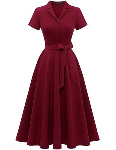 Wedtrend Women's Vintage Tea Dress, Short Sleeve Cocktail Party Dress