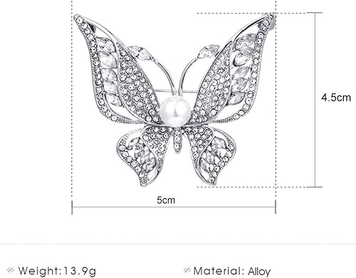 Miniatura 4 de Broches para mujer, broche de mariposa de perlas para mujer, broches de moda para ropa de mujer, obra maestra, broche, plata, Metal