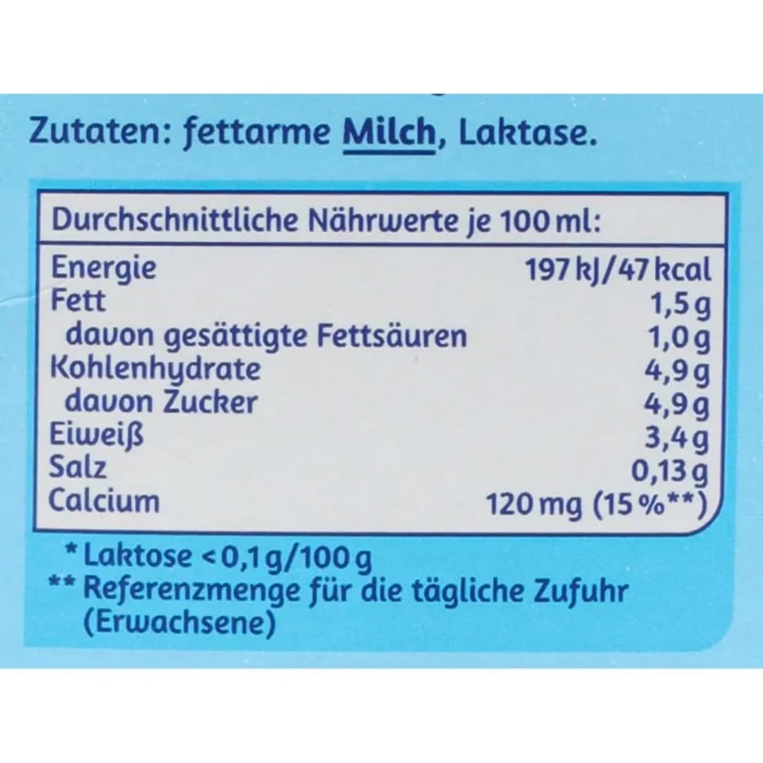 MinusL Milch Laktosefreie H-Milch 1,5% Fett Haltbare Milch, je 1 Liter, 50 Stück+ pufai