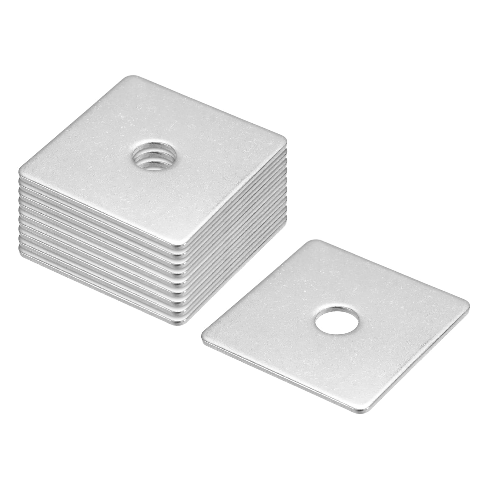 sourcing map Quadratische Unterlegscheiben, 15 Stück, M10 x 50 x 50 x 2 mm, 304 Edelstahl, quadratische Unterlegscheiben, flache Unterlegscheiben, Abstandshalter für Hardware-Befestigung