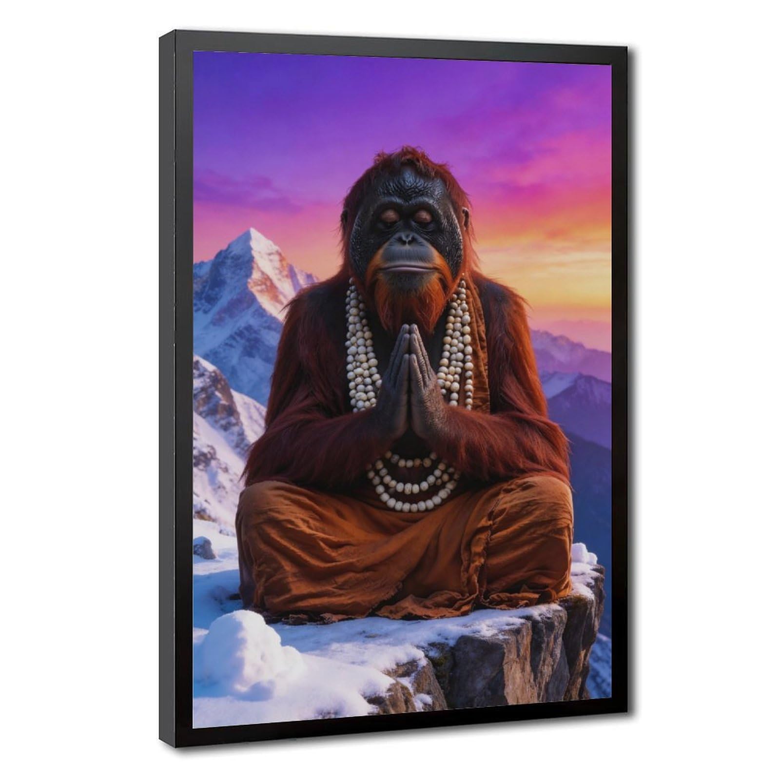 Bareronor Zen Ape Meditating Canvas Poster for Dorm Room Decor Gift