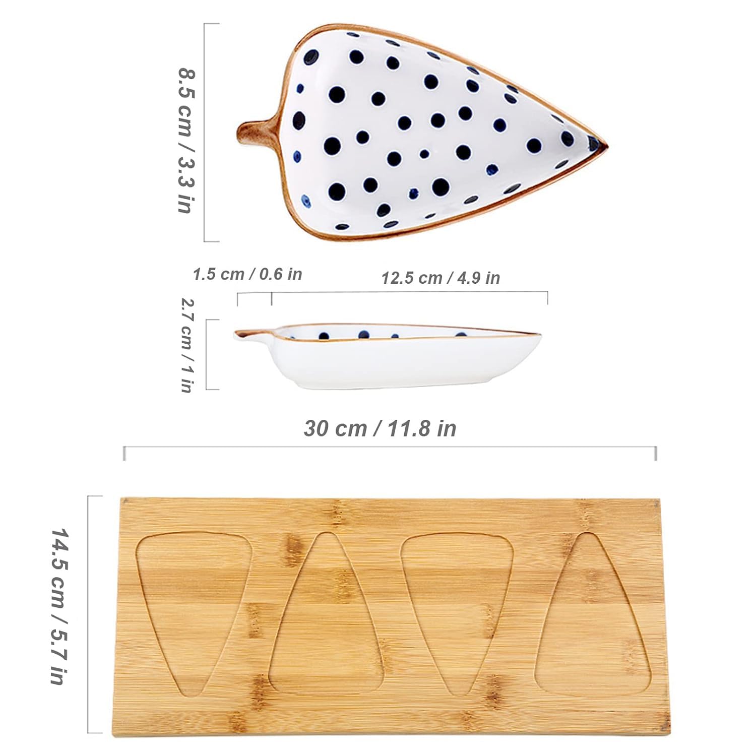NYRWANA Leaf Bowls - Set of 4 Ceramic Plates -5