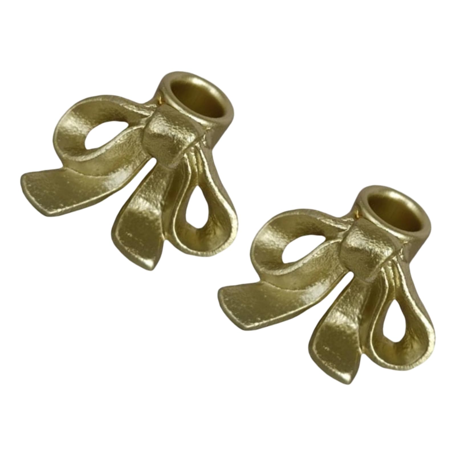 PURPLELILY Pack Of 2 Cast Iron Bow Base Candle Holders Candlestick For Wedding Decoration And Elegant Table Candlestick