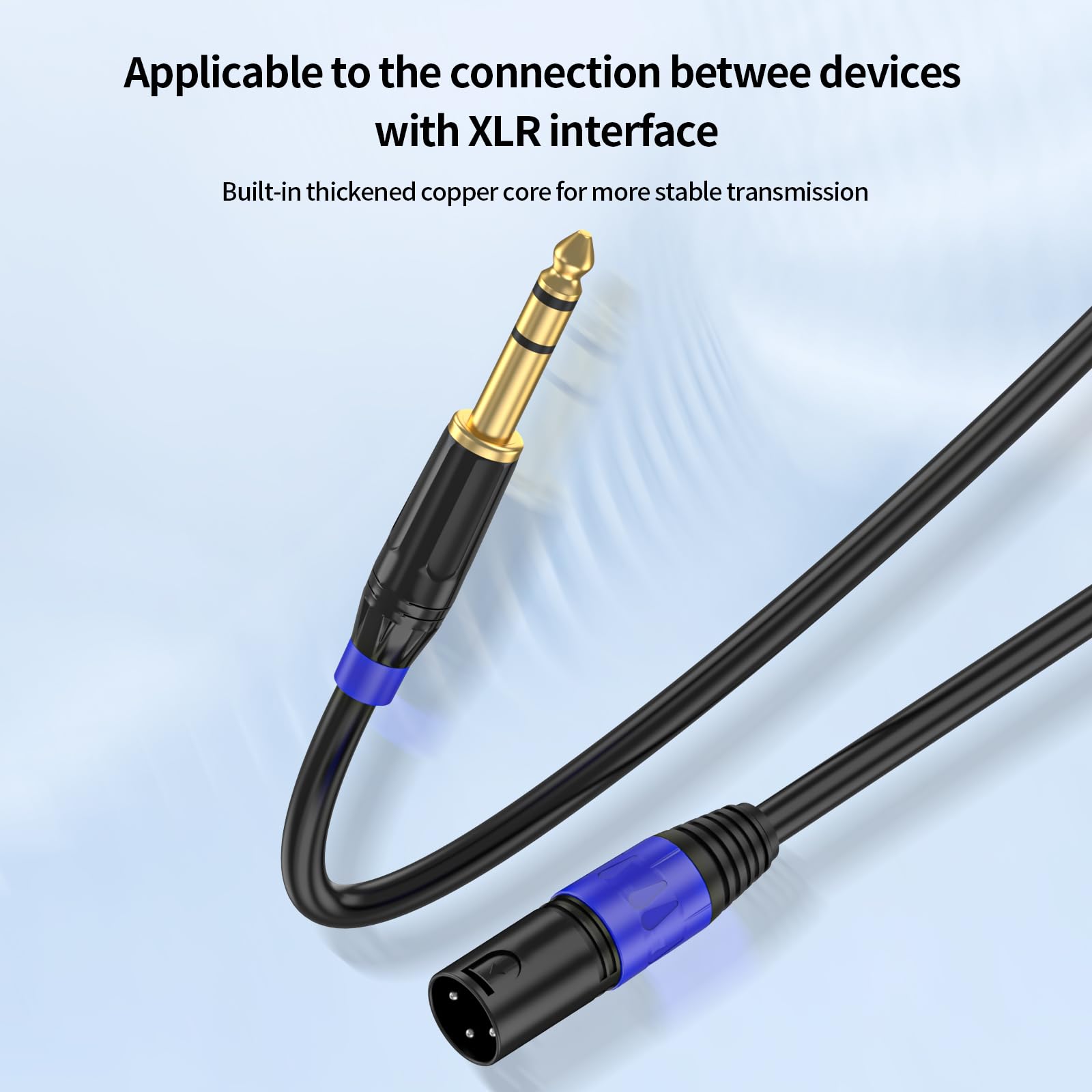 Cable de interconexión equilibrado TRS a XLR 3M Pro de 1/4 pulgadas, XLR macho a 1/4 pulgadas (6.35 mm) estéreo equilibrado micrófono estéreo convertidor de audio estéreo cable adaptador 2